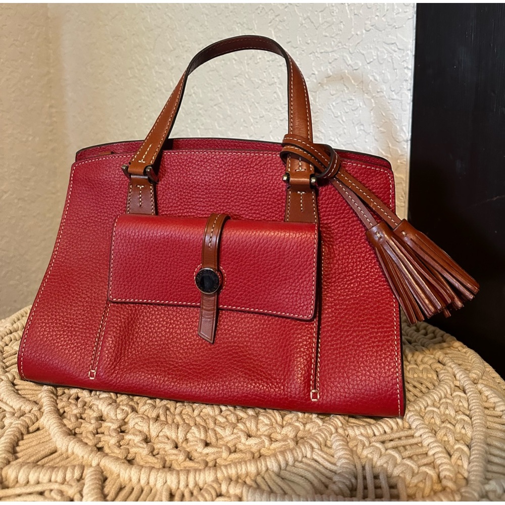Dooney & Bourke Red Leather Small Shopped Bag Satchel Crossbody Bag